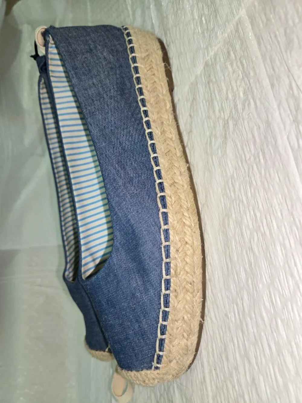 Draper James Blue Chambray Espadrille Flats Women's Size 8 Rope Sole Slip On